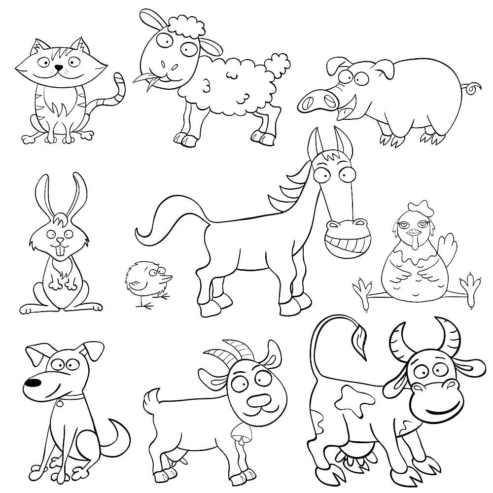 Эскизы домашних животных для детей