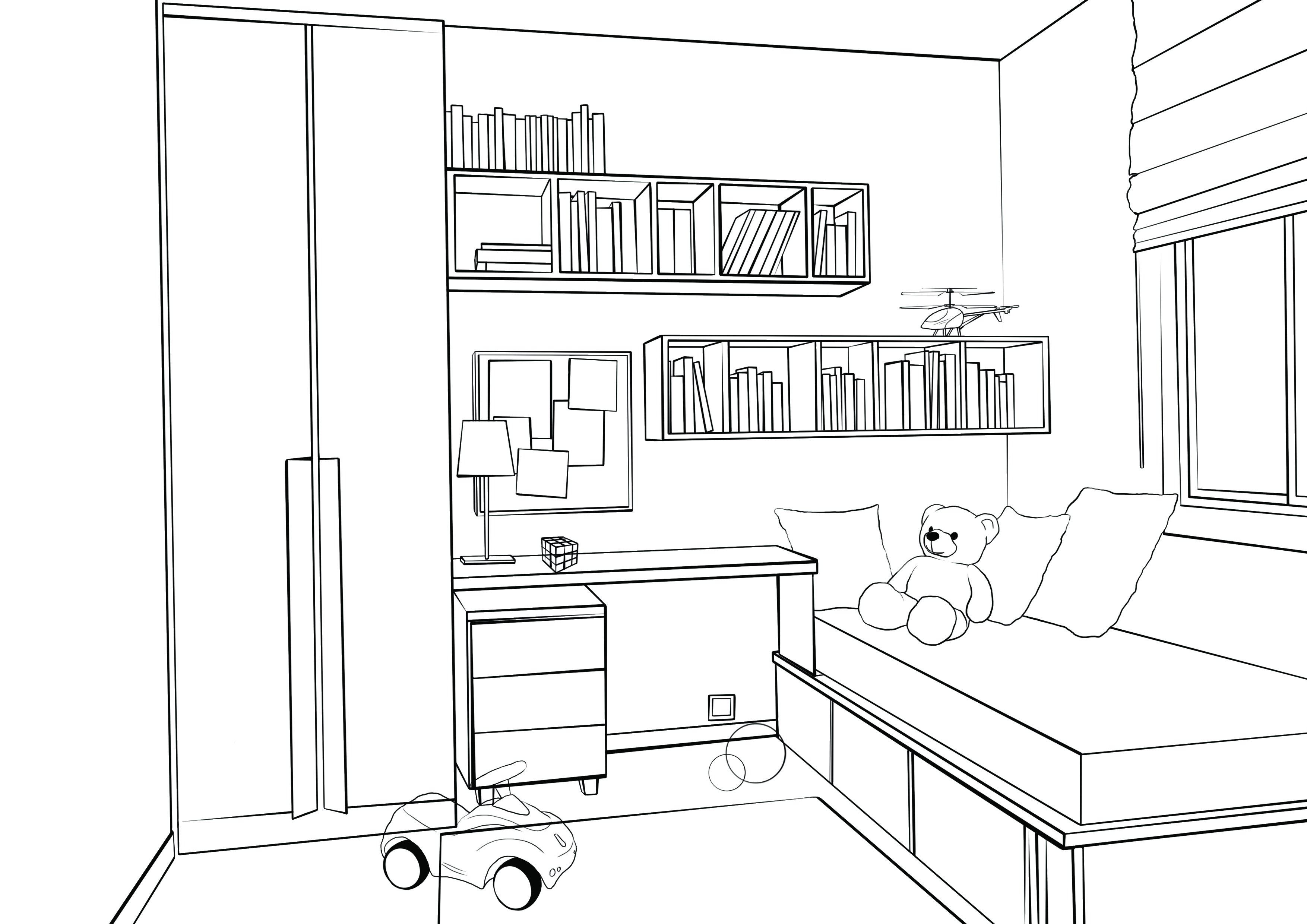 Рисование комнаты с мебелью