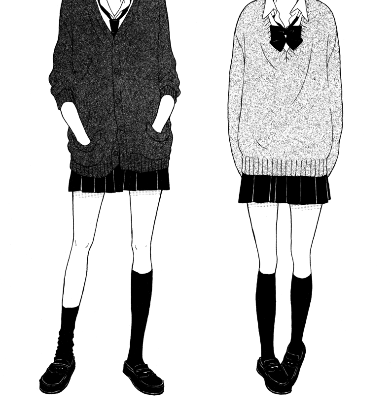 Девушки в свитере черно белое