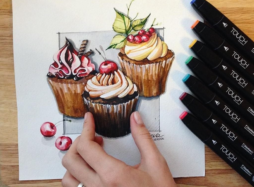 Рисунки десертов на ногтях