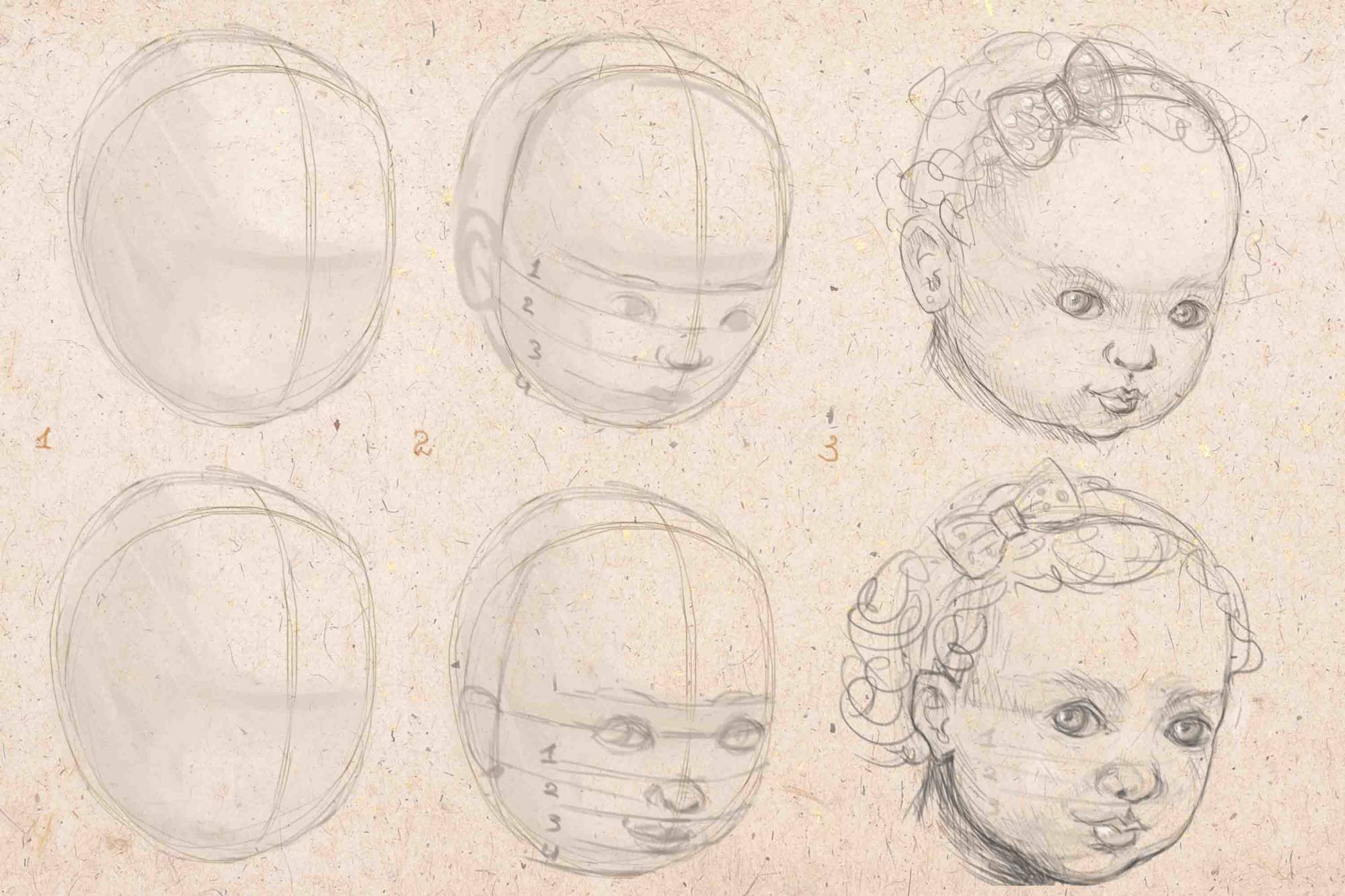 Голова ребенка рисунок карандашом