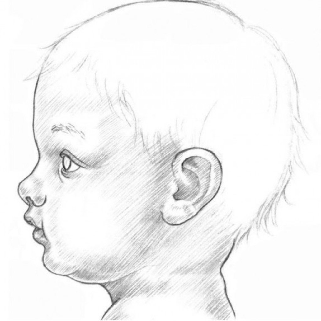 Лицо ребенка сбоку рисунок