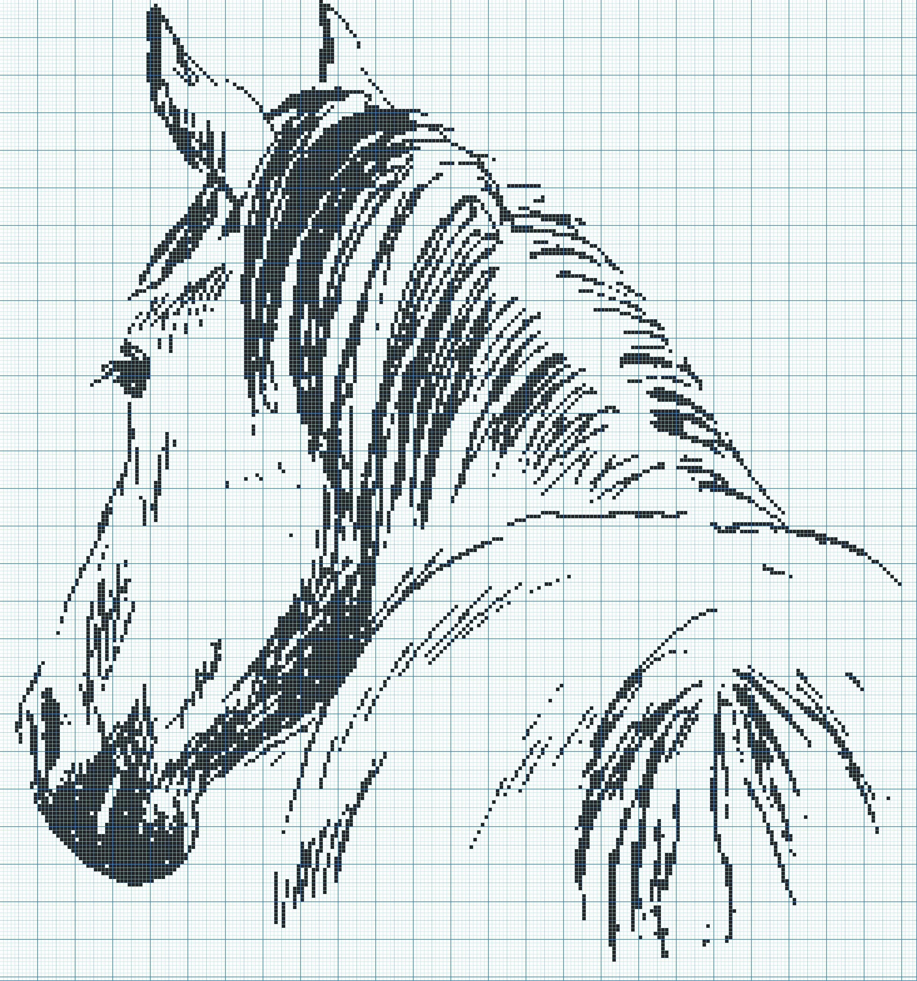 Монохромная вышивка крестом кони