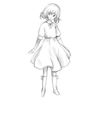 Рисунки аниме девушек с длинными волосами карандашом