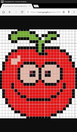 Вишня по клеточкам в тетради