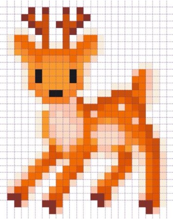 Рисунки по клеточкам олень