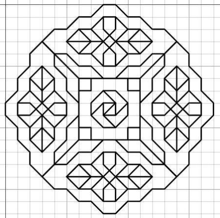 Геометрические узоры по клеточкам в тетради