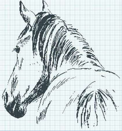 Рисование по клеточкам лошадь