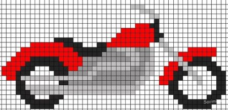 Мотоцикл по клеточкам в тетради