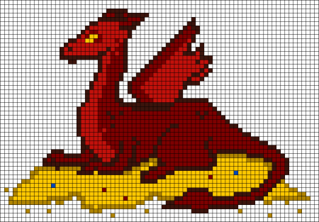 Монохромная вышивка крестом дракон