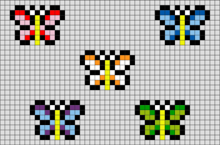 Бабочки по клеточкам маленькие