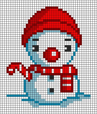 Рисунки по клеточкам новогодние