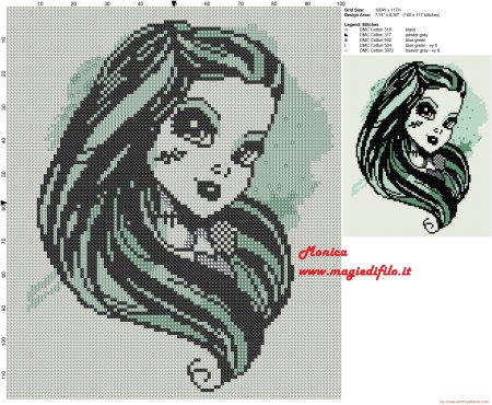 Рисунки по клеточкам в тетради Монстер Хай