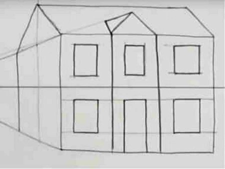 Объемный дом карандашом