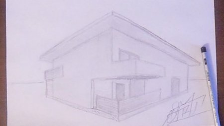 Домик в объеме рисунок