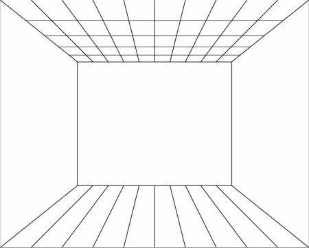 Фронтальная перспектива интерьера Наброски