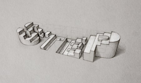 Объемные буквы карандашом