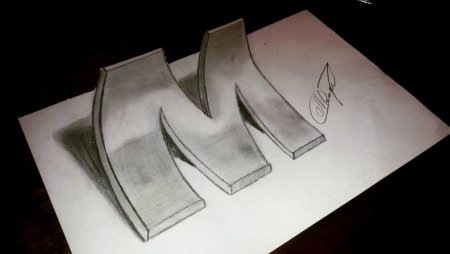 3д буквы карандашом