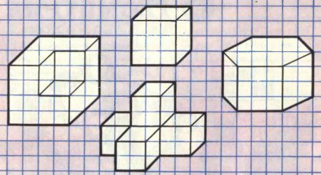 Иллюзия на бумаге в клетку