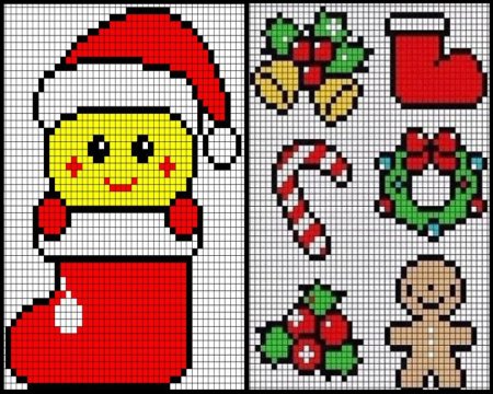 Рисунки по клеточкам новогодние