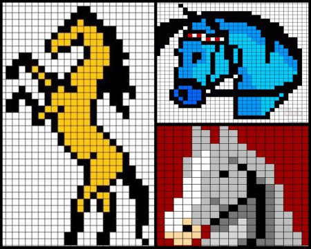 Рисование по клеточкам лошадь