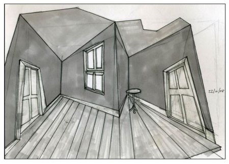 3д дом рисунок карандашом
