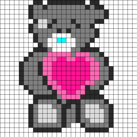 Сердечко по клеточкам в тетради