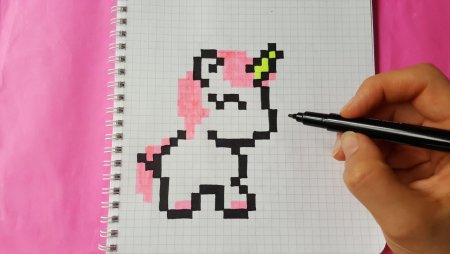 Рисование по клеткам Единорог