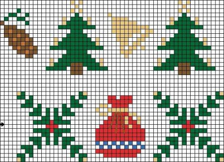 Новогодние игрушки по клеточкам