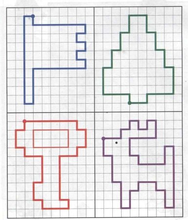 Единорог по клеточкам в тетради