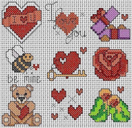 Вышивка крестиком сердечко маленькое