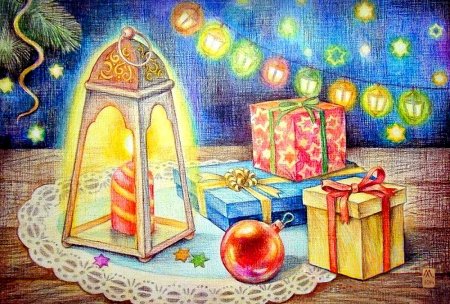 Новогодние зарисовки карандашом