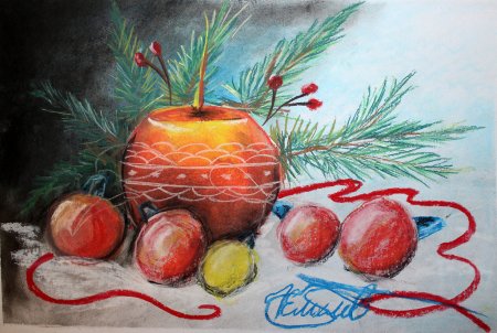 Поэтапное рисование новогодней свечи