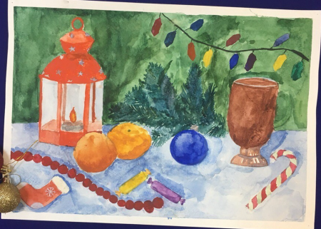 Новогодний натюрморт рисунок легкий