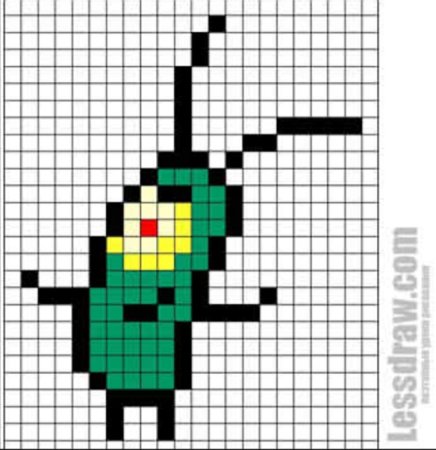 Рисунки по клеточкам персонажи лёгкие маленькие