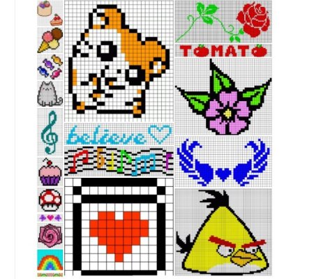 Рисунки по клеточкам в блокноте