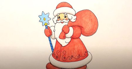 Новогодний рисунок дед Мороз и елка