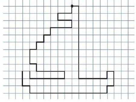 Графический диктант по клеточкам для дошкольников кораблик