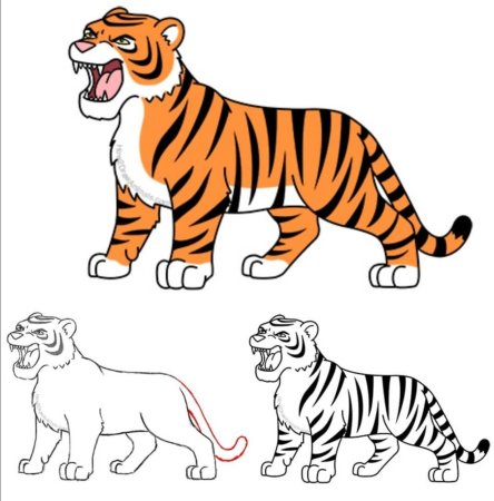 Рисование с детьми тигра