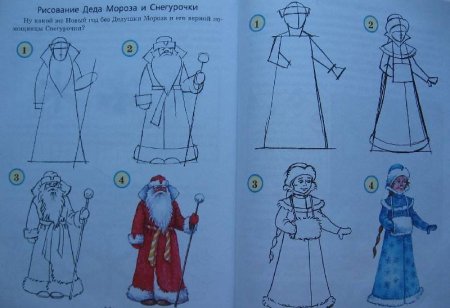 Дед Мороз поэтапное рисование для детей