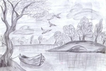 Пейзаж карандашом