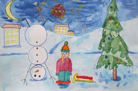 Рисунок на тему зимние забавы