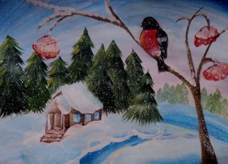 Рисунок на тему зимний лес
