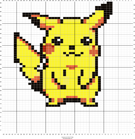 Рисунки по клеточкам Пикачу