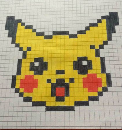 Рисование по клеточкам Пикачу