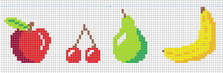 Фрукты в клеточку