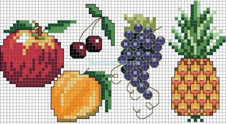 Фрукты и ягоды по клеточкам