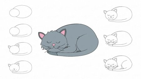 Схема рисования кошки