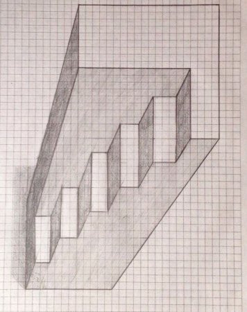 Иллюзия на бумаге в клетку