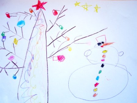 Рисование с детьми 3 лет зима карандашами